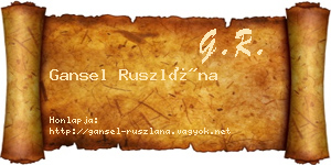 Gansel Ruszlána névjegykártya